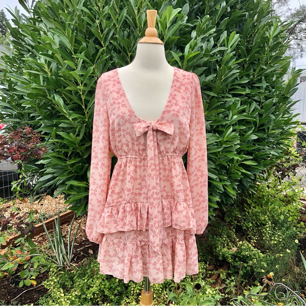 NWT F21 tie front ruffle mini dress